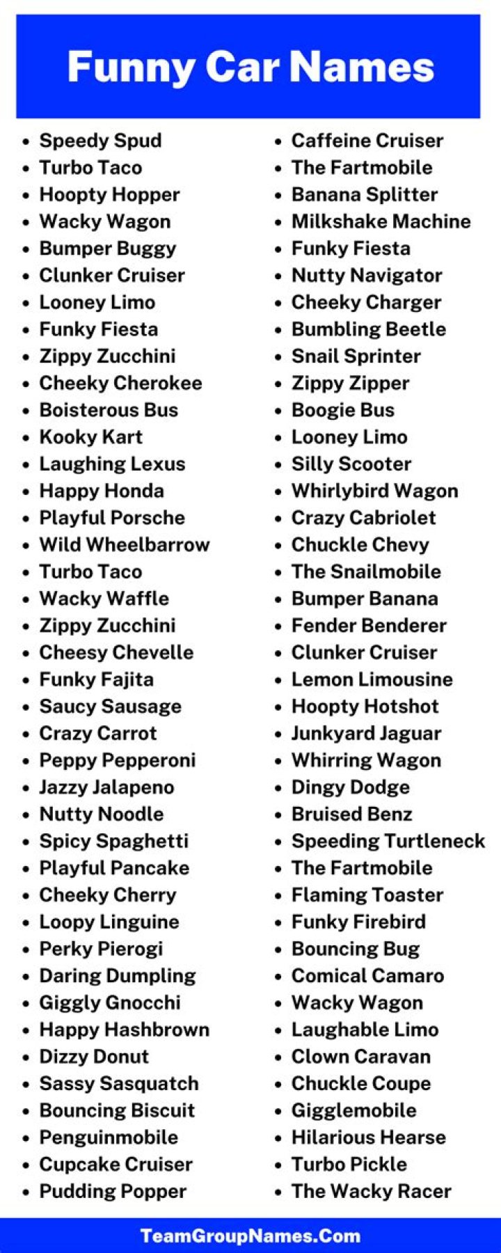 Cute and Funny Car Names for 2023