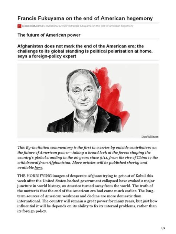 Francis Fukuyama on the end of American hegemony